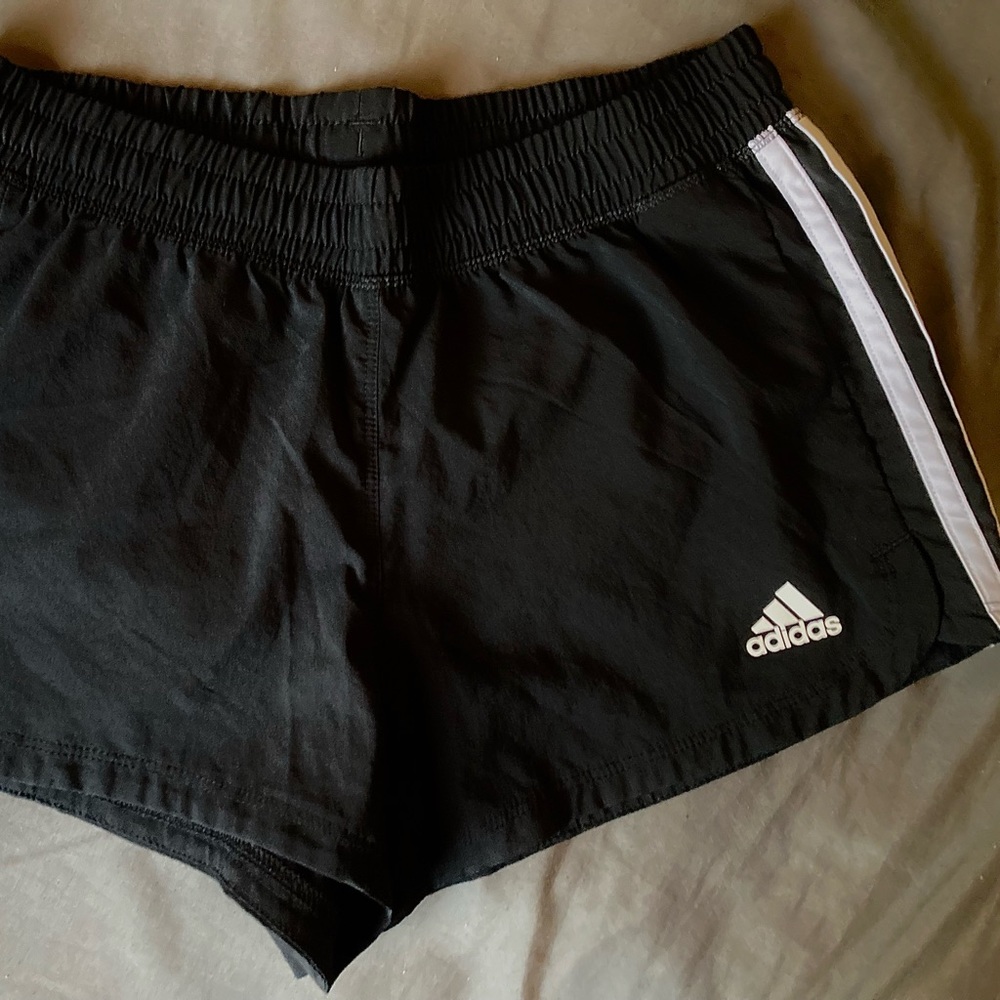 Adidas Womens Athletic Shorts Very Thin Black and White XS